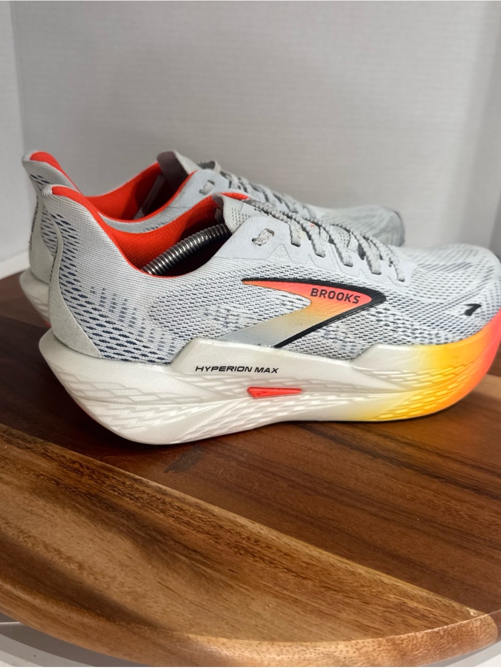 Brooks Hyperion Max Women's Running Shoes - White with Orange and Yellow Accent - Picture 11 of 16